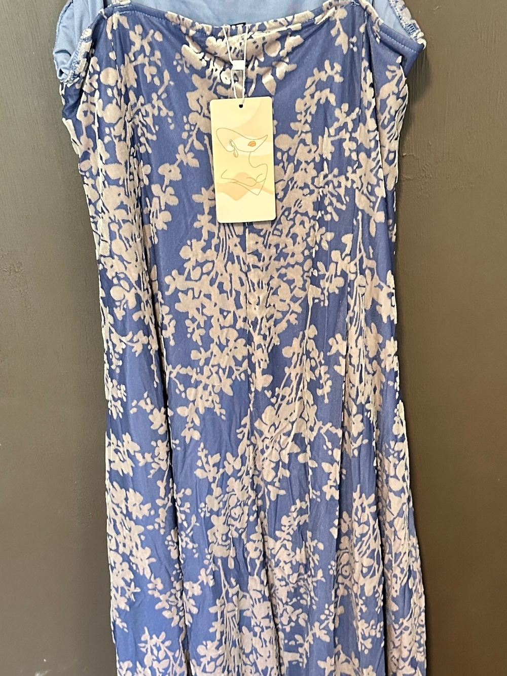 NWT Blue Floral Cowl Neck Maxi Dress Size M